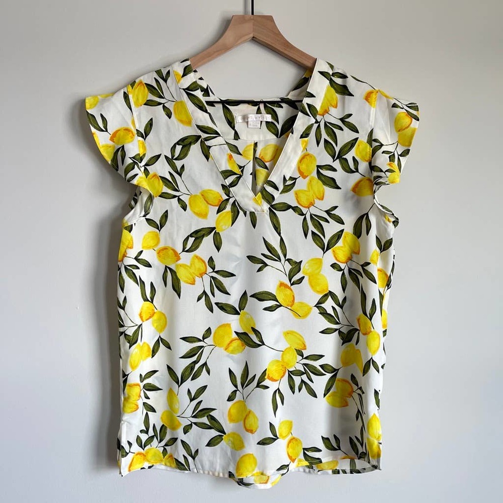Cooper & Ella Lemon Print Blouse, Large